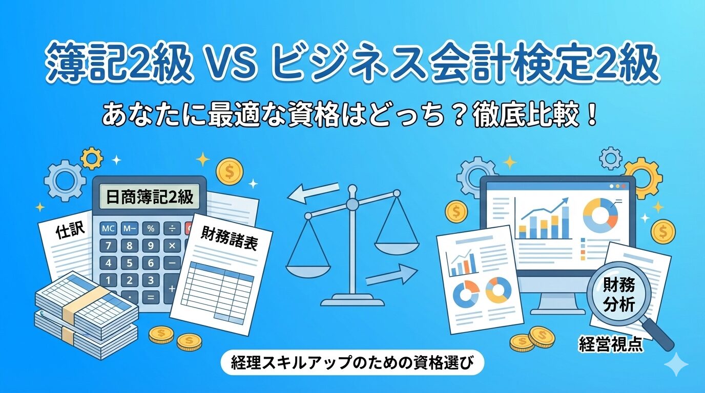 どっちがおすすめ？】簿記2級とビジネス会計検定2級の選択ポイントを